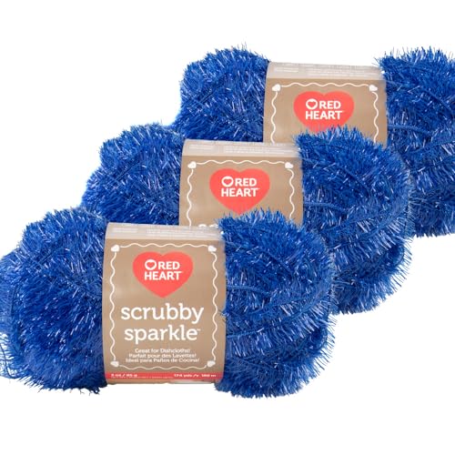 Craft County 3er-Pack Sparkle Scrubby Garn - Polyesterfasergarn zum Stricken und Häkeln - Blaubeere von Craft County