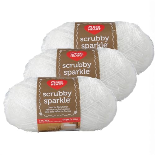 Craft County 3er-Pack Sparkle Scrubby Garn - Polyesterfasergarn zum Stricken und Häkeln - von Craft County