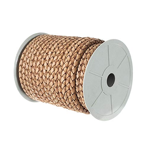 Craft County Runde geflochtene Lederschnur für Schmuck, Halsketten, Gürtel, Armbänder, Handwerk und Schmuckherstellung (natürlich, 5 mm x 4,5 m) von Craft County