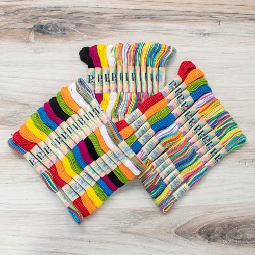 Sticktwist Pack - 24 Knäuel, je 8,7 Meter - Tie Dye Sticktwist für Handarbeiten, DIY Armbänder, Basteln, Weben von Craft County