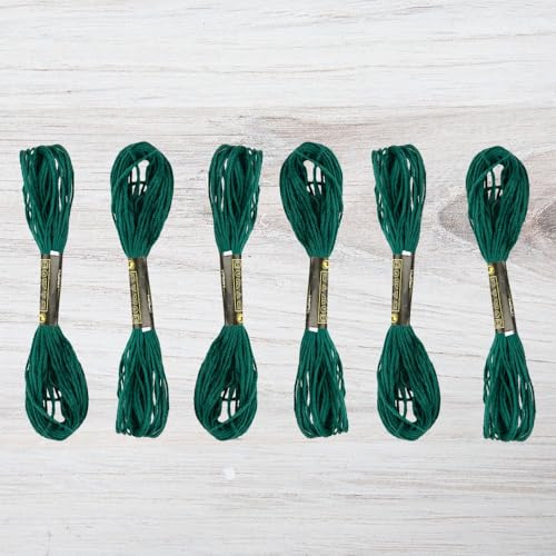 Sticktwist Pack - 6 Knäuel, je 8,7 Meter - dunkelgrünes Stickgarn für Handarbeiten, DIY-Armbänder, Basteln, Weben von Craft County