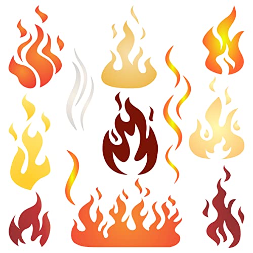 Flames Schablone, 21,5 x 21,5 cm (L) – Feuerflamme, Rauch, Brennen, Blaze, Lagerfeuer, Schablonen für Malvorlage von Craft Kreatively