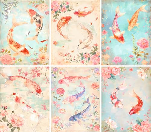 Koi-Fisch-Reispapier, 20 x 26,5 cm (6 Blatt) – 6 x Decoupage-Papier für Collage, gemischte Medien, Kartenherstellung und Basteln, Decoupage von CRAFT KREATIVELY von Craft Kreatively