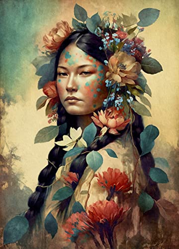 N.American Woman Reispapier-Poster, 29,21 x 40,64 cm – 1 einzigartiges gedrucktes Maulbeer-Papier-Kunstposter, Bild, 36 g/m², sichtbare Fasern für Decoupage-Möbelrenovierungs-Handwerk. von Craft Kreatively