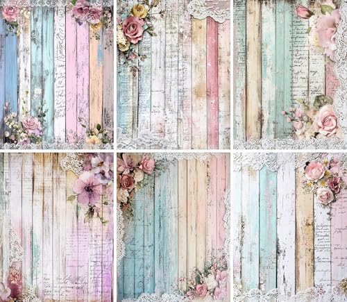 Reispapier aus Holz, Blumenmuster, 20 x 26,5 cm (6 Blatt), 6 x Decoupage-Papier für Collagen, gemischte Medien, Kartenherstellung und Basteln, Decoupage von CRAFT KREATIVELY von Craft Kreatively