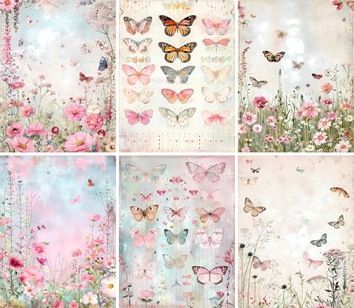 Schmetterlings-Reispapier, 20 x 26,5 cm (6 Blatt), 6 x Découpage-Papier für Collagen, gemischte Medien, Kartenherstellung und Basteln, Decoupage von CRAFT KREATIVELY von Craft Kreatively