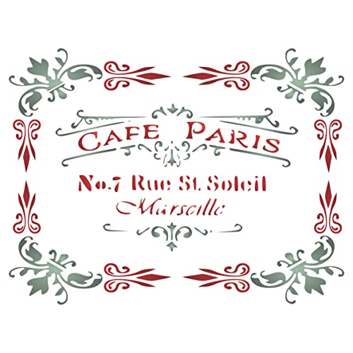 Stencil Company Café Paris Schablone, 26,67 x 21,59 cm (M) – Vintage Französisch Thema Dekorationsschablone von Craft Kreatively