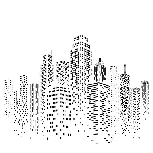 Craft Kreatively Wolkenkratzer-Schablone wiederverwendbare Schablone/Vorlage, Motiv: Skyline, Stadt, Gebude, Wand Gre S Schwarz von Craft Kreatively