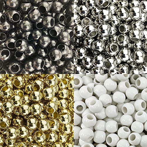 400 glänzende schwarze Acrylperlen mit großem Loch, 12 mm, mit 5,7 mm Loch in Schwarz, Weiß, Silber und Gold 400 glänzende schwarze Acrylperlen mit großem Loch, 12 mm, mit 5,7 mm Loch in Schwarz, Weiß, Silber und Gold von Craft Making Shop