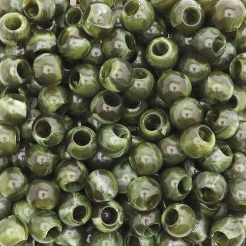 Acrylperlen mit großem Loch, zum Basteln und für Haare, 10 mm x 12 mm, Acryl-Fassperlen mit 5,7 mm großem Loch in Camo, olivgrün und weiß, Marmorwirbel für Männer und Frauen, 300 Stück Acrylperlen mit großem Loch, zum Basteln und für Haare, 10 mm x 12 mm, Acryl-Fassperlen mit 5,7 mm großem Loch in Camo, olivgrün und weiß, Marmorwirbel für Männer und Frauen, 300 Stück von Craft Making Shop