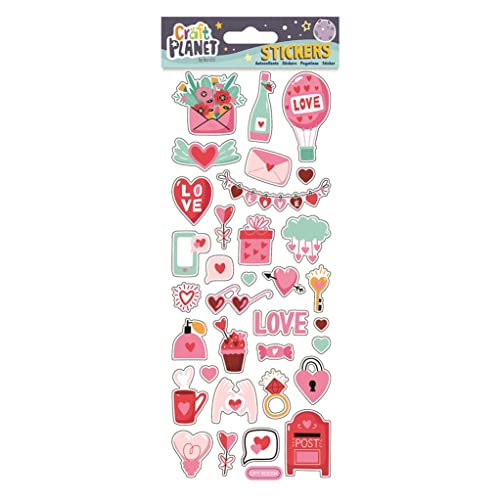 Craft Planet Lustige bunte Aufkleber – mit Liebe sind das ideale Verzierungszubehör für Scrapbooking und zum Basteln von Büchern, Geschenken und Produkten, Multi, CPT 805304 von Craft Planet