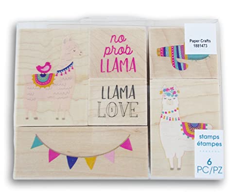 Llama Love No Prob Lama-Holz- und Gummistempel für Scrapbooking, Kartenherstellung, Kunst & Handwerk und mehr - 6 Stempel in verschiedenen Größen von Craft Supply
