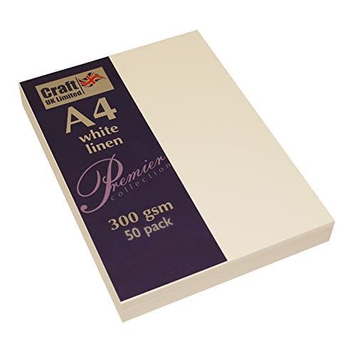 Craft UK 2390 Karton aus recyceltem Leinen, A4, 300 g/m², 50 Blatt, Weiß Craft UK 2390 Karton aus recyceltem Leinen, A4, 300 g/m², 50 Blatt, Weiß von Craft UK