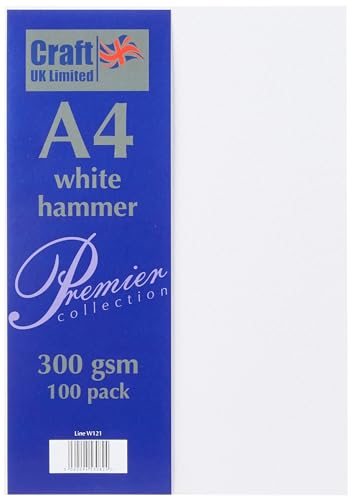 Craft UK PR 00121 Hochzeit Inspiration Hammer Karte, Größe, 300 g/m², A4, weiß (100 Stück) von Craft UK