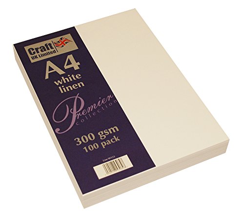 Craft UK W123, recycelter Leinen-Karton, 300 g/m², weiß, 100 Blatt. Craft UK W123, recycelter Leinen-Karton, 300 g/m², weiß, 100 Blatt. von Craft UK