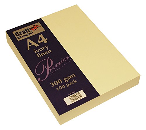 Craft UK W124 Leinenkarton, A4, 300 g/m², elfenbeinfarben, 100 Blatt Craft UK W124 Leinenkarton, A4, 300 g/m², elfenbeinfarben, 100 Blatt von Craft UK
