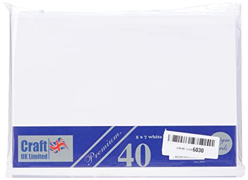 Handwerk UK 2045 5 x 7 weiß 300gsm Karte und Umschlag Pack von 40 von Craft UK Limited