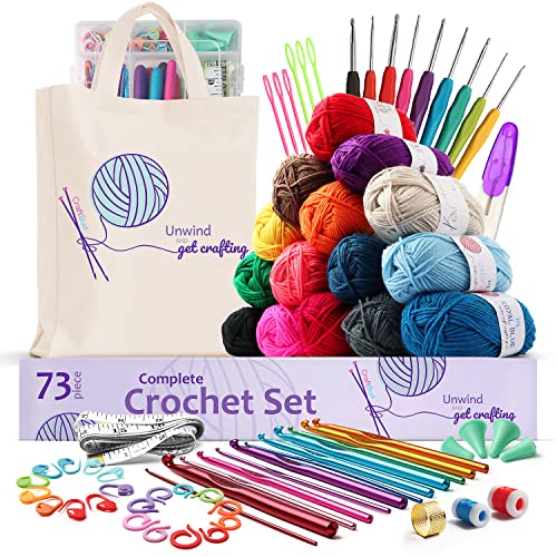 CraftBud 73-teiliges Häkelset für Anfänger, Erwachsene und Kinder, Premium Häkelset mit 21 Häkelnadeln Set und 1500 Yards Garn für Häkelset, Canvas-Tragetasche und vieles mehr CraftBud 73-teiliges Häkelset für Anfänger, Erwachsene und Kinder, Premium Häkelset mit 21 Häkelnadeln Set und 1500 Yards Garn für Häkelset, Canvas-Tragetasche und vieles mehr von CraftBud