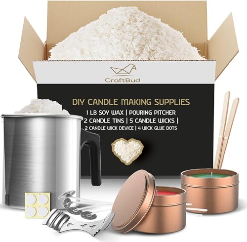 CraftBud DIY Soja-Kerzenherstellungs-Set für Erwachsene und Kinder, 16-teiliges DIY-Set enthält 0,5 kg Sojawachs, Wachsschmelzer, Dochte, Dosen und mehr CraftBud DIY Soja-Kerzenherstellungs-Set für Erwachsene und Kinder, 16-teiliges DIY-Set enthält 0,5 kg Sojawachs, Wachsschmelzer, Dochte, Dosen und mehr von CraftBud