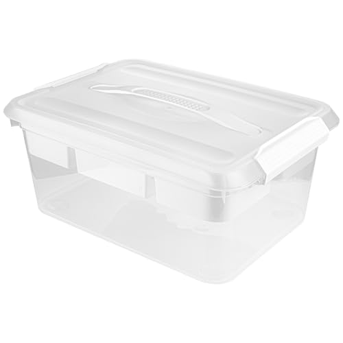 CraftGenes Aufbewahrungsbox mit herausnehmbarem Tablett, transparenter Kunststoff-Organizer mit Deckel, weiße Playdoh-Aufbewahrungsbehälter für Spielzeug, Bastelbedarf, Werkzeuge, Puzzles von CraftGenes