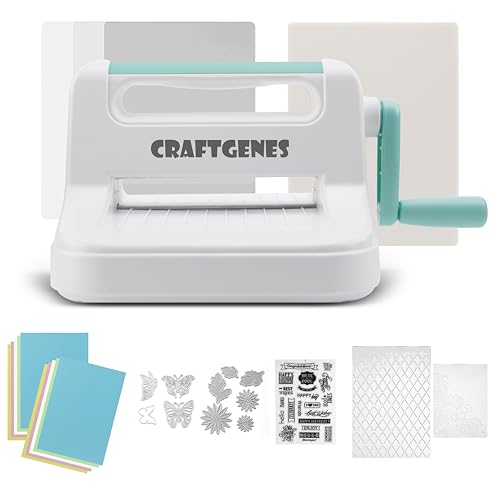 CraftGenes Manuelle Stanzmaschine, Prägemaschine, 15,2 cm, Öffnungsgröße für Kartenherstellung, Scrapbooking und Bastelarbeiten – komplettes Set mit A5-Stanzformen, Prägeschablonen, Platten, CraftGenes Manuelle Stanzmaschine, Prägemaschine, 15,2 cm, Öffnungsgröße für Kartenherstellung, Scrapbooking und Bastelarbeiten – komplettes Set mit A5-Stanzformen, Prägeschablonen, Platten, von CraftGenes