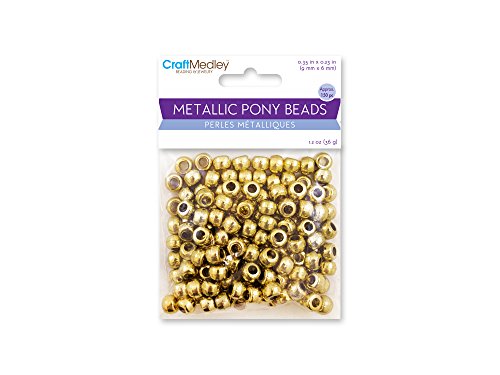 CraftMedley BD240A Metallische Pony-Perlen, 9 x 6 mm, goldfarben, Gold, Small von CraftMedley