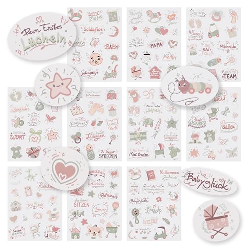 CraftWerk Baby Sticker Set - 165 Transparente Deko Aufkleber für Babyalbum, Fotoalbum & Geschenke - Meilenstein Scrapbook Zubehör für Jungen und Mädchen von CraftWerk