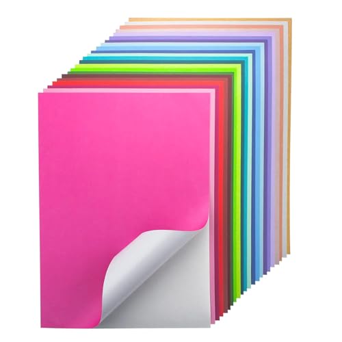 24 Blatt - A4 Sticker Papier zum Bedrucken, Selbstklebend Aufkleber Karton in 22 Farben, 250gsm Farbiges Papier für Scrapbooking, Kartenherstellung 24 Blatt - A4 Sticker Papier zum Bedrucken, Selbstklebend Aufkleber Karton in 22 Farben, 250gsm Farbiges Papier für Scrapbooking, Kartenherstellung von Craftask