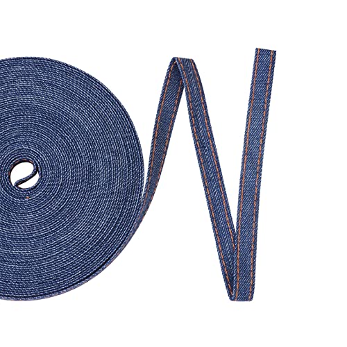 Craftdady 10,9 Yard Stitch Denim Ribbon 1 cm Layering Jeans Stoff Schleifen Trim Retro Band zum Nähen Kleidung Haarspange DIY Handwerk, Marineblau von Craftdady
