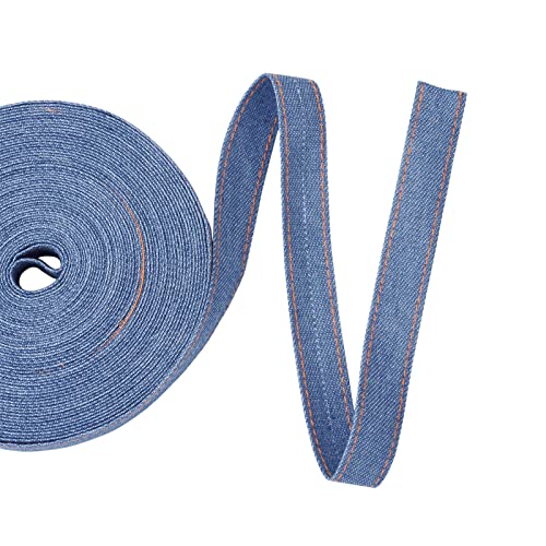 Craftdady 10,9 Yard Stitch Denimband 1,6 cm Layering Jeans Stoff Schleifen Trim Retro Band zum Nähen Kleidung Haarspange DIY Handwerk, Königsblau von Craftdady