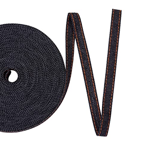 Craftdady 10,9 Yard Stitch Denimband 1 cm Breite Layering Jeans Stoff Schleifen Trim Retro Band zum Sweing Garment Haarspange DIY Handwerk Schwarz von Craftdady