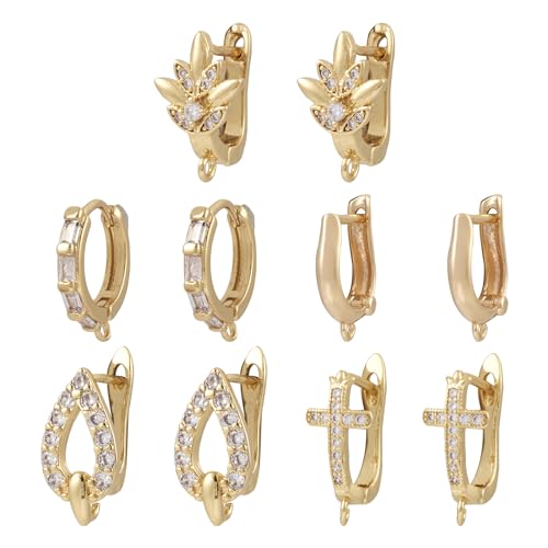 Craftdady 10 Stück 2 Stück / Stil CZ Stein Creolen Ohrringe 18 Karat vergoldet Blatt Tropfen Kreuz glatt rund Ohrringe für Damen Herren DIY Schmuckherstellung Craftdady 10 Stück 2 Stück / Stil CZ Stein Creolen Ohrringe 18 Karat vergoldet Blatt Tropfen Kreuz glatt rund Ohrringe für Damen Herren DIY Schmuckherstellung von Craftdady