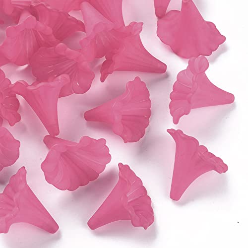 Craftdady 10 x Blumen-Acrylperlen, Calla-Lilie, transparent, mattiert, Kunststoff-Blumenanhänger zum Basteln von Armbändern, Kamelie von Craftdady