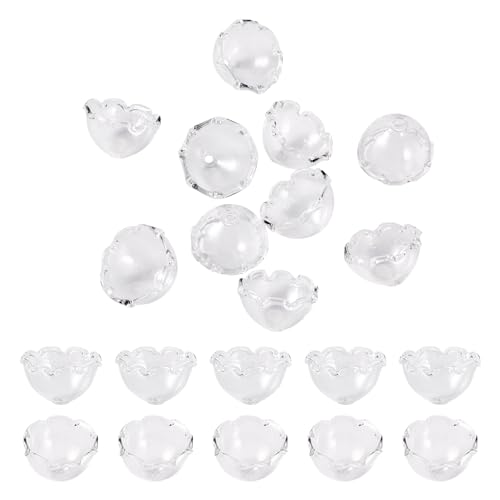 Craftdady 10 x Blumen-Glasperlen, Kegel, Windspiel, Perlen, Endkappen, 21 mm, für DIY-Windspiele, hängende Ornamente, Schmuckherstellung, transparent von Craftdady