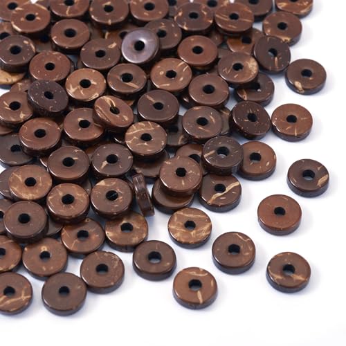 Craftdady 100 Stränge, 7 mm natürliche Kokosnussperlen, flach, rund, für Schmuckherstellung, Armband, Halskette, Basteln Craftdady 100 Stränge, 7 mm natürliche Kokosnussperlen, flach, rund, für Schmuckherstellung, Armband, Halskette, Basteln von Craftdady