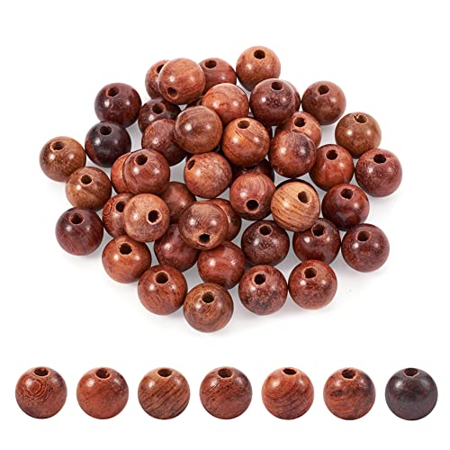 Craftdady 100 Stück Holzperlen, 10 mm, ungefärbt, Sienna, runde Holzperlen, Abstandshalter für Bastelarbeiten, DIY, handgefertigte Dekorationen, Schmuckherstellung, 1,5 mm Loch von Craftdady