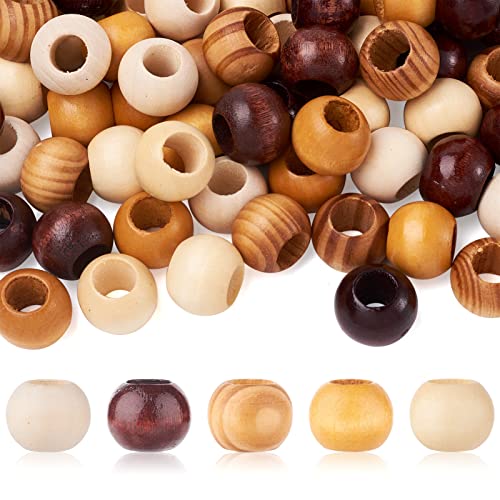 Craftdady 100Pcs Holzperlen Rondelle Runde 19mm 5 Farbe Dreadlock Haar Zopf Perlen Großes Loch Europäische Spacer für Makramee Kunsthandwerk Schmuckherstellung Loch: 9mm von Craftdady