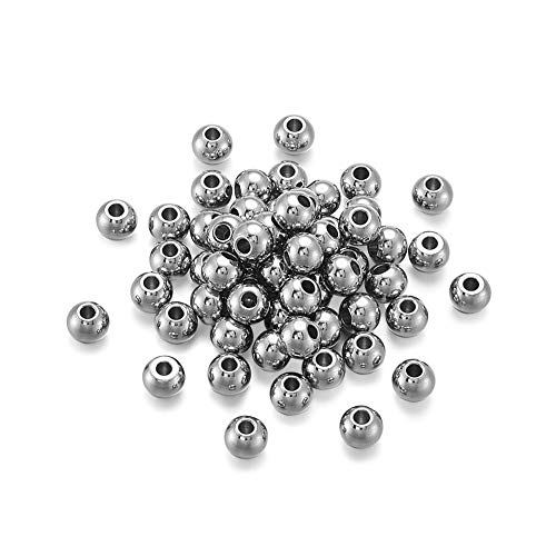 Craftdady 100 Stück kleine runde Metallkugelperlen 6 mm Edelstahl Rondelle lose Perlen Abstandhalter für Schmuckherstellung 2 mm Loch von Craftdady