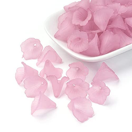 Craftdady 100 Stück mattierte Blumen-Perlenkappen mit Blumenmotiv, matt, 20 mm, für Schmuckherstellung, Basteln, Heimdekoration, Rosa von Craftdady