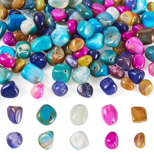 Craftdady 100 Stück natürliche Achat-Perlen, gefärbte Trommelsteinperlen, unregelmäßige Nuggets, Edelsteinsplitter, Perlen für Schmuckherstellung, Damen, Ohrringe, Armband, DIY Handwerk Craftdady 100 Stück natürliche Achat-Perlen, gefärbte Trommelsteinperlen, unregelmäßige Nuggets, Edelsteinsplitter, Perlen für Schmuckherstellung, Damen, Ohrringe, Armband, DIY Handwerk von Craftdady