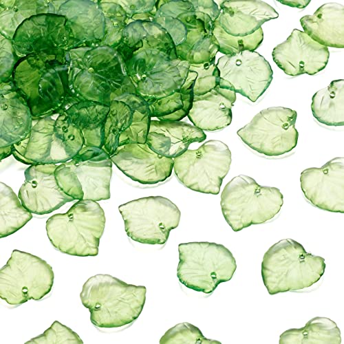 Craftdady 100 Stück transparente Acryl-Anhänger, Kunststoffperlen, Endkappen mit Ader, 15 x 15 mm, für DIY-Schmuckherstellung, Basteln, Grün von Craftdady