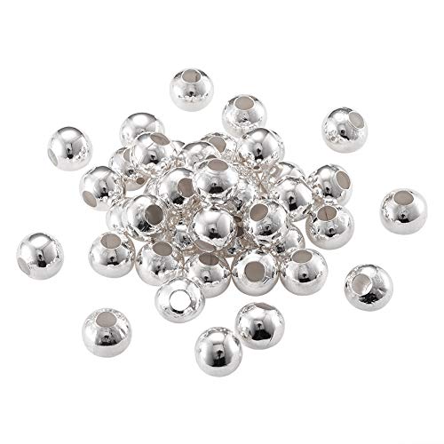 Craftdady 100 Stück versilberte Metall-runde Abstandshalter-Perlen, 10 mm, kleine, glatte Rondelle-Perlen für Schmuckherstellung, 4 mm großes Loch von Craftdady