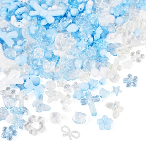 Craftdady 100 g sortierte Acrylperlen, blau-weiße Blumen-Perlenkappen, Schleife, Schmetterling, Blumenblatt, ästhetische Charms für Armbänder, Halsketten, Schmuckherstellung Craftdady 100 g sortierte Acrylperlen, blau-weiße Blumen-Perlenkappen, Schleife, Schmetterling, Blumenblatt, ästhetische Charms für Armbänder, Halsketten, Schmuckherstellung von Craftdady