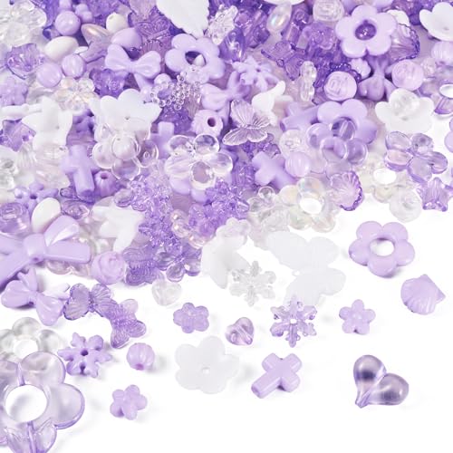 Craftdady 100 g sortierte Acrylperlen, lila-weiße Blumen-Perlenkappen, Schleife, Schmetterling, Blumenblatt, ästhetische Charms für Armbänder, Halsketten, Schmuckherstellung Craftdady 100 g sortierte Acrylperlen, lila-weiße Blumen-Perlenkappen, Schleife, Schmetterling, Blumenblatt, ästhetische Charms für Armbänder, Halsketten, Schmuckherstellung von Craftdady