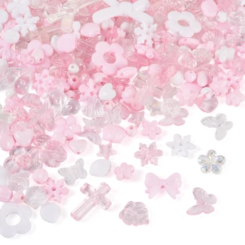 Craftdady 100 g sortierte Acrylperlen, rosa-weiße Blumen-Perlenkappen, Schleife, Schmetterling, Blumenblatt, ästhetische Charms für Armbänder, Halsketten, Schmuckherstellung Craftdady 100 g sortierte Acrylperlen, rosa-weiße Blumen-Perlenkappen, Schleife, Schmetterling, Blumenblatt, ästhetische Charms für Armbänder, Halsketten, Schmuckherstellung von Craftdady