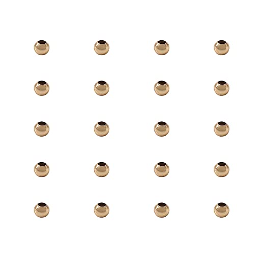 Craftdady 100 Stück goldene runde Messing-Abstandshalter 2,5 mm, echte 18 Karat vergoldete Perlen, Metall-Abstandshalter, winzige lose Perlen-Charms für Schmuck-Armbandherstellung von Craftdady