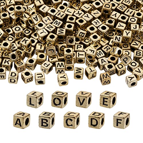 Craftdady 1000 Stück goldene Acryl-Würfel-Buchstabenperlen, schwarz, Initialen-Alphabet, großes Loch, europäische Perlen für DIY-Freundschaftsarmband, Schmuckherstellung, Loch: 3,8 mm Craftdady 1000 Stück goldene Acryl-Würfel-Buchstabenperlen, schwarz, Initialen-Alphabet, großes Loch, europäische Perlen für DIY-Freundschaftsarmband, Schmuckherstellung, Loch: 3,8 mm von Craftdady