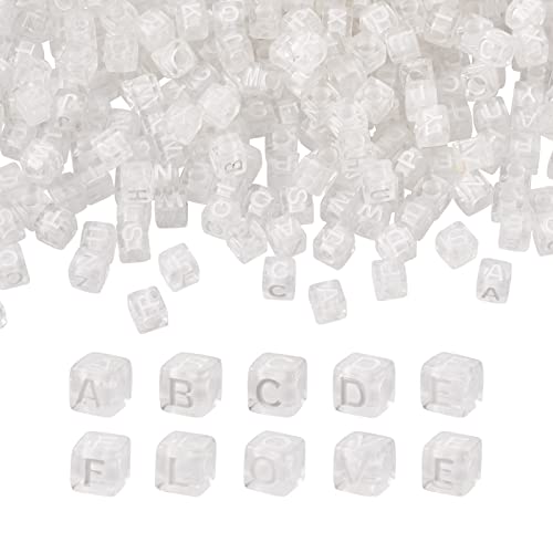 Craftdady 1000 Stück transparente Acryl-Buchstaben-Perlen, weiß, Initiale Alphabet, großes Loch, europäische Perlen, Charms, 7 mm, für Armband, Halskette, Schmuckherstellung Craftdady 1000 Stück transparente Acryl-Buchstaben-Perlen, weiß, Initiale Alphabet, großes Loch, europäische Perlen, Charms, 7 mm, für Armband, Halskette, Schmuckherstellung von Craftdady