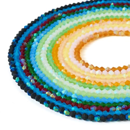 Craftdady 1130 Stück facettierte Glasperlen, Doppelkegel, mattiert, 13 Farben, für DIY-Armbänder, Halsketten Craftdady 1130 Stück facettierte Glasperlen, Doppelkegel, mattiert, 13 Farben, für DIY-Armbänder, Halsketten von Craftdady