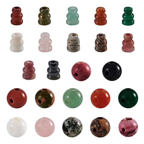 Craftdady 12 Sets 3-Loch-Guru-Perlen Güteklasse A natürlicher Edelstein Mala buddhistische Schmuckherstellung T-gebohrte Perlen Stein Kristall Loch: 2~3 mm von Craftdady